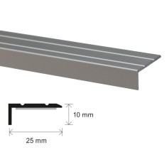 Profil aluminiu pentru treapta, SET S46, autoadeziv, argintiu, 25 x 10 x 100 mm