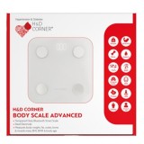 C&acirc;ntar corporal H&amp;D Corner Advanced (1 buc.) - C&acirc;ntar inteligent alb cu lipometru și Bluetooth