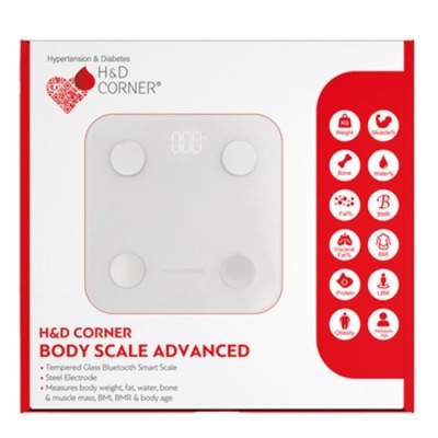 C&amp;acirc;ntar corporal H&amp;amp;D Corner Advanced (1 buc.) - C&amp;acirc;ntar inteligent alb cu lipometru și Bluetooth foto