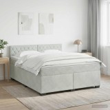 Cumpara ieftin Pat boxspring cu saltea Gri deschis 160 x 200 cm Catifea