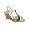 Sandale Dama Piele Naturala MVS71AV Alb-Verde, Platforma 7cm. Sandale de vara, Lucrate Manual, Calapod Romanesc. Garantie 60 Zile
