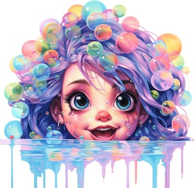 Sticker decorativ, Culori Pastelate, Fata, Mov, 62 cm, 1347STK-2 foto