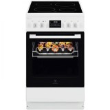 Aragaz Electrolux LKR540267W, Electric, Vitroceramica, 4 zone de gatit, Raft BBQ, Timer electronic, Grill, Iluminare cuptor, Clasa A, 50 cm, Alb