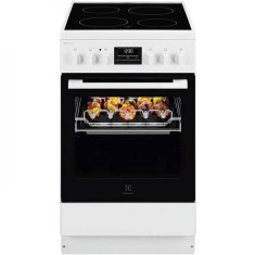 Aragaz Electrolux LKR540267W, Electric, Vitroceramica, 4 zone de gatit, Raft BBQ, Timer electronic, Grill, Iluminare cuptor, Clasa A, 50 cm, Alb
