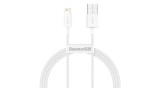 Baseus Superior USB - cablu de date cu &icirc;ncărcare rapidă Lightning, 2,4 A, 1 m, alb (CALYS-A02)