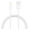Baseus Superior USB - cablu de date cu &icirc;ncărcare rapidă Lightning, 2,4 A, 1 m, alb (CALYS-A02)
