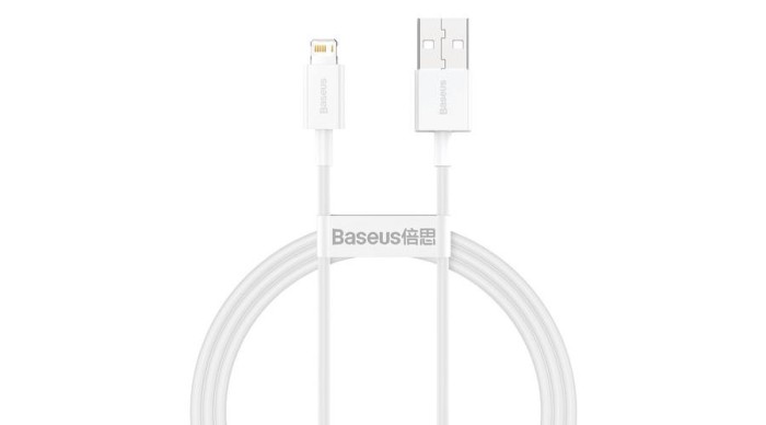 Baseus Superior USB - cablu de date cu &icirc;ncărcare rapidă Lightning, 2,4 A, 1 m, alb (CALYS-A02)