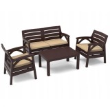 Set mobilier gradina/terasa, maro, 1 masa, 2 scaune, 1 banca, Santana