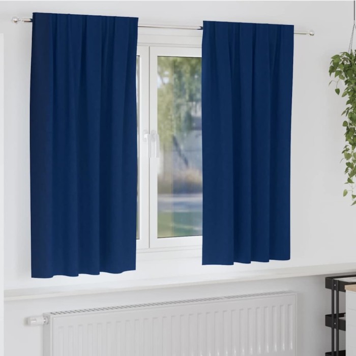 Perdele cu perdele 2 pcs Albastru &icirc;nchis Poliester