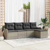 Cumpara ieftin Set de canapele pentru grădină 5 pcs Gri deschis Rattan poli