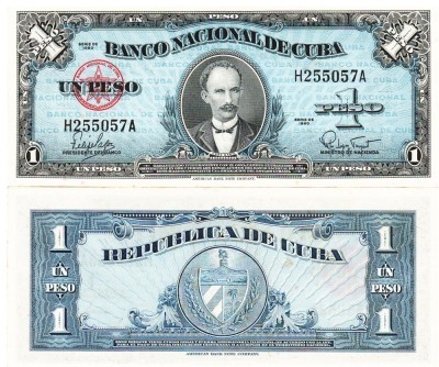 Cuba 1 Peso 1960 Jose Marti UNC foto