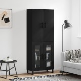 Dulap &icirc;nalt, negru, 69,5x34x180 cm, lemn compozit