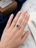 Inel Reglabil Deschis din Argint 925 cu Zirconiu Albastru si Sfere AETHEL,