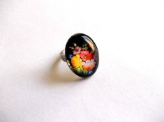 inel sticla motiv floral , bijuterie cu flori de camp 39166
