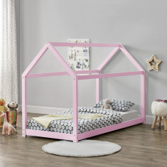 Pat copii Arti 206 x 98 x 142 cm roz design casuta [en.casa] HausGarden Leisure