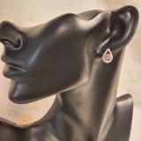 Cercei placati cu aur , forma picatura, cristal zirconia mov