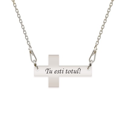 Crux - Colier personalizata argint 925 cruce cu text foto