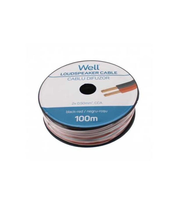 Cablu difuzor rosu/negru 2x0.5mmp CCA Well LSP-CCA0.50BR-100-WL