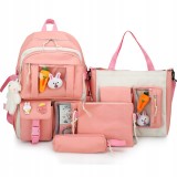 Cumpara ieftin Set 4-in-1 pentru Scolari sau Prescolari &ndash; (rucsac, geanta de umar, plic elegant, penar), culoare ROZ cu IEPURAS, Cod AVX-WT-BUNN-PINK
