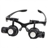 Ochelari Lupa Marire 10X 15X 20X 25X cu LED Model 9892G, Iluminare Bijuterii Ceasuri Electronice
