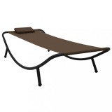 Pat Gradina vidaXL, 200x90cm, Otel, Maro, cu Perne, Sezlong Exterior Relaxare, Huse Lavabile