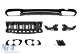 Difuzor tip E53 potrivit pentru bara spate A Design a Mercedes E-Class W213 sedan 2016-2022, lac negru cu garnitura cromata, -oo--oo- Performance Auto