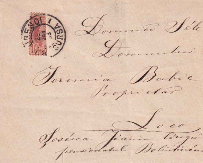 ROMANIA - RAR 1888 10 BANI CAROL I VULTURI BISECT - CIRCULATIE REALA PE PLIC LILIPUT / CARTE DE VIZITA