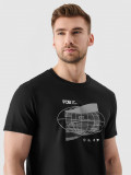 Tricou regular cu imprimeu pentru bărbați - negru, 4F Sportswear