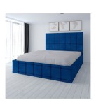 Pat Tapitat Stofa Albastru 160x200 cm, Cadru Solid, Transport Gratuit