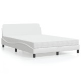 VidaXL Pat cu saltea, alb, 140x200 cm, piele ecologică 3208418