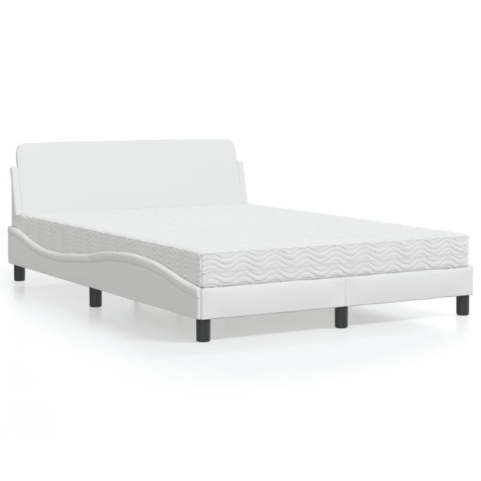 vidaXL Pat cu saltea, Dover, alb, 120x200 cm, piele ecologică 3208378