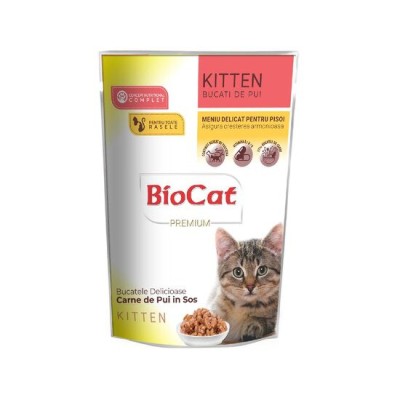 HRANA UMEDA PENTRU PISICI BIOCAT PLIC KITTEN PUI IN SOS 85G foto