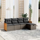 Gossi set canapea de gradina cu perne, 5 piese, gri, poliratan