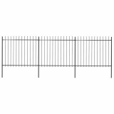 vidaXL Gard de grădină cu v&acirc;rf suliță, negru, 5,1 m, oțel