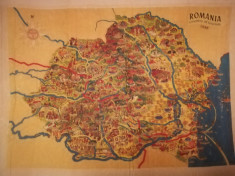 Harta Romania Mare de colec?ie, pe hartie manuala groasa, 23x31 cm PAIDEIA foto