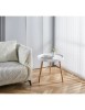 Masuta Cafea Rotunda Alba, Blat Polipropilena, Cadru Lemn, 49.5x44.5 cm. Masa Living Moderna, Design Compact AB360