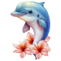 Sticker decorativ Delfin, Multicolor, 80 cm, 5682ST