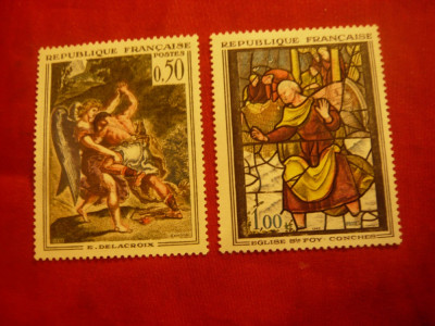 Serie Franta 1963 - Pictura Delacroix si Vitraliu , 2 valori foto