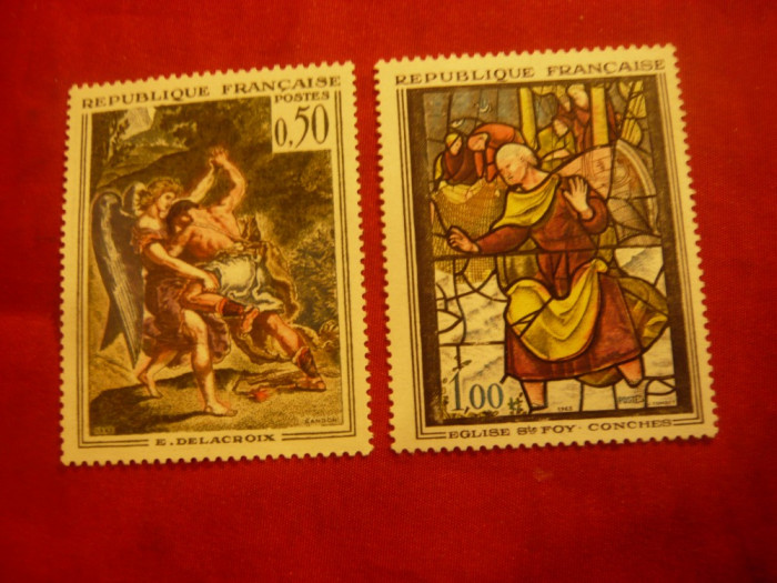 Serie Franta 1963 - Pictura Delacroix si Vitraliu , 2 valori