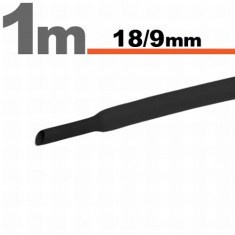 Tub Termocontractibil Negru • 18,0 / 9 mm - pachetul contine 5 m