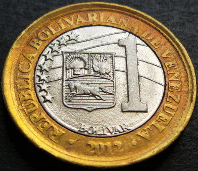 Moneda bimetal 1 BOLIVAR - VENEZUELA, anul 2012 * cod 1951 foto