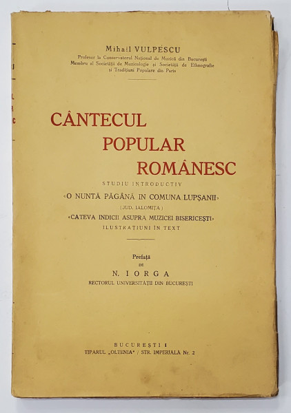 CANTECUL POPULAR ROMANESC - MIHAIL VULPESCU 1930