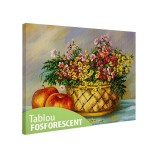 Tablou Fosforescent Mere si Piciorul-Cocoșului 52x90 cm, Canvas, Decorativ, Luminează &icirc;n &Icirc;ntuneric, Cadru Lemn, Decor Casa, Imprimare Eco