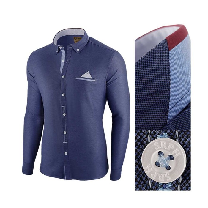 Camasa pentru barbati, bleumarin, slim fit - Leon Classic Camasa pentru barbati, bleumarin, slim fit - Leon Classic