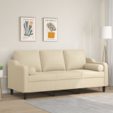Canapea cu 3 locuri cu pernute, crem, 180 cm, textil GartenMobel Dekor, vidaXL
