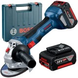 Bosch GWS 180-LI - Polizor unghiular cu 2 acumulatori Li-Ion 18 V 4 Ah 125 mm valiza plastic