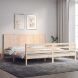VidaXL Cadru de pat cu tăblie Super King Size, lemn masiv
