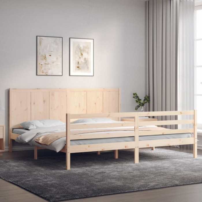 Cadru de pat cu tablie Super King Size, lemn masiv GartenMobel Dekor