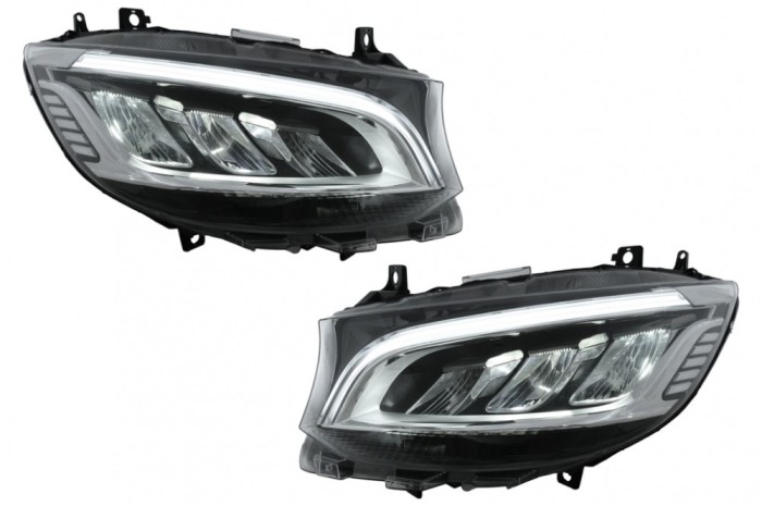 Faruri Full LED Mercedes Sprinter W907 Halogen (2019-2023) Negru Performance AutoTuning