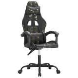 Cumpara ieftin Scaun de gaming pivotant, negru si camuflaj, piele ecologica